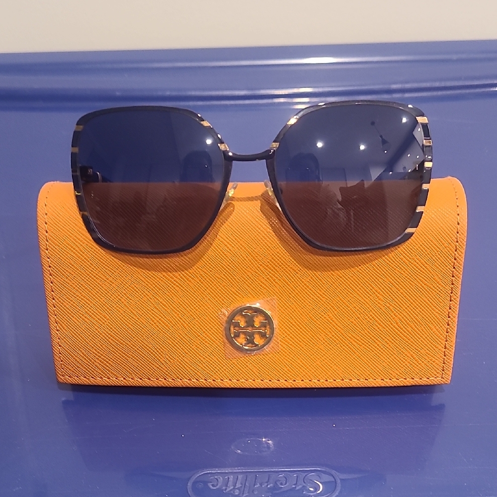 Tory Burch Black Sunglasses with Orange Case